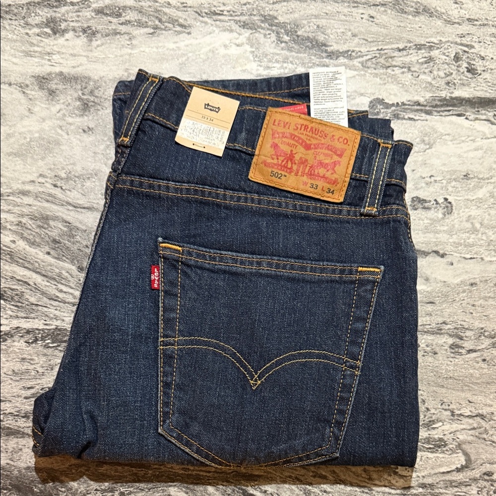 Levi's Men's 502 Dark Blue Straight Jeans 33 x 34